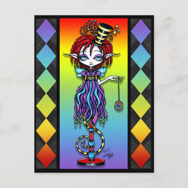 Turixi Pixie Stick Rainbow Circus Freak Postcard Vykort (Framsida)