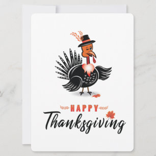 Turk Cartoon med Hatt Glad Thanksgiving-kort  Inbjudningar