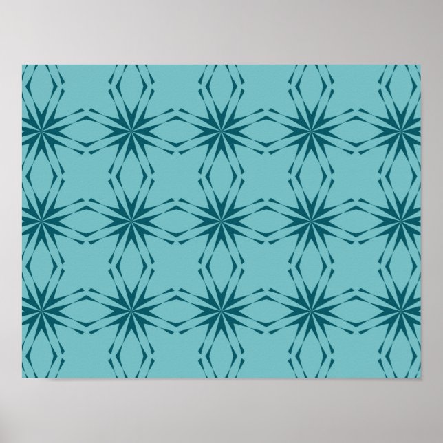 Turkaisblått, coola, trendigets blomsteravdragning poster (Framsidan)