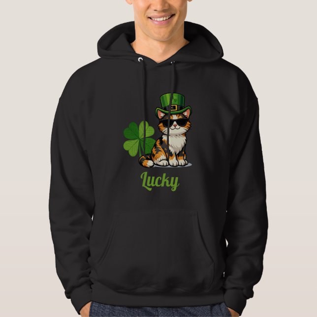 Turkat St Patricks Day Leprechaun Trikolor Hoodie (Framsida)