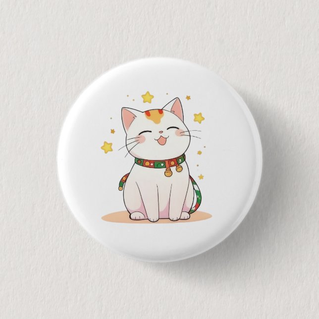 Turkatta med stjärnor Kawaii-design Knapp (Framsida)