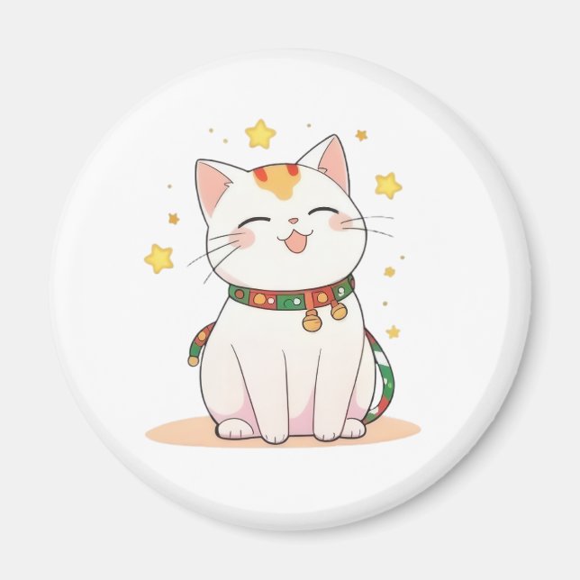 Turkatta med stjärnor Kawaii-design Magnet (Framsidan)