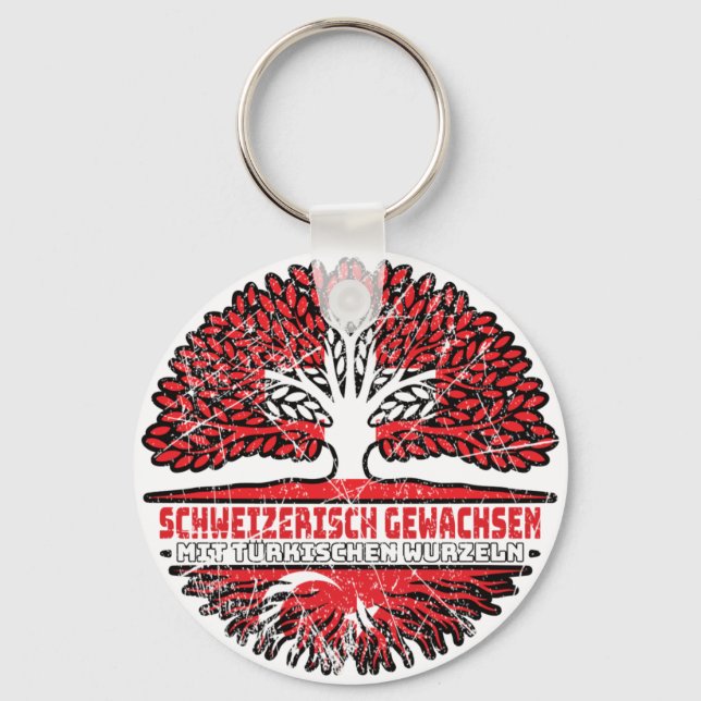 Türkei Türkisch Schweizer Schweiz Baum Wurzel Flag Nyckelring (Framsida)