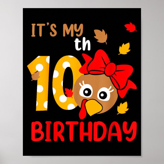 Turkey 10th Birthday Autumn Thanksgiving Party Boy Poster (Framsidan)