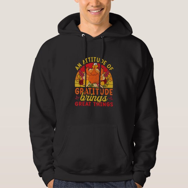 Turkey  An Attitude Of Gratitude Brings Great Thin Hoodie (Framsida)