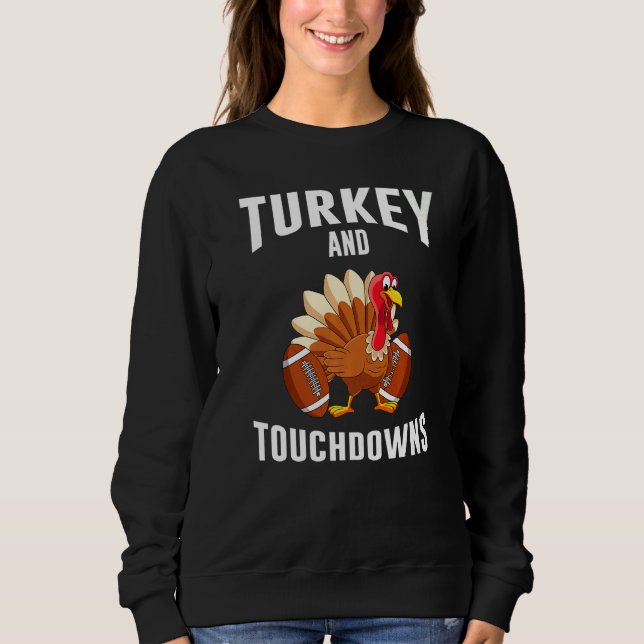 Turkey And Touchdowns Thanksgiving American Footba T Shirt (Framsida)