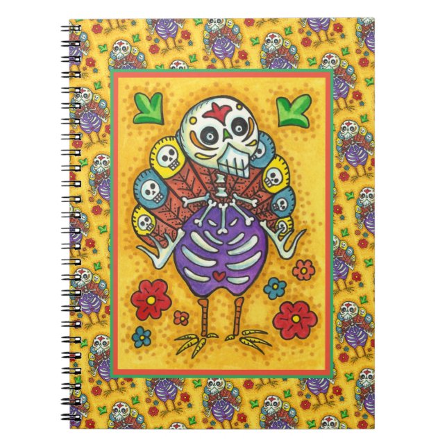 TURKEY BONES FLORFUL FOLK THANKSGIVING BIRD SKULL ANTECKNINGSBOK (Framsidan)
