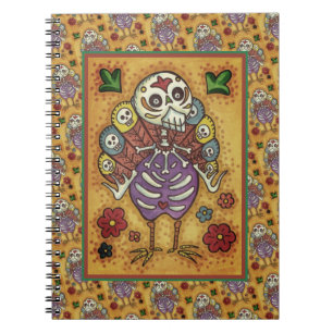 TURKEY BONES FLORFUL FOLK THANKSGIVING BIRD SKULL ANTECKNINGSBOK