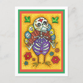 TURKEY BONES FLORFUL FOLK THANKSGIVING BIRD SKULL HELG VYKORT