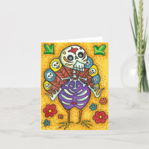 TURKEY BONES FLORFUL FOLK THANKSGIVING BIRD SKULL KORT