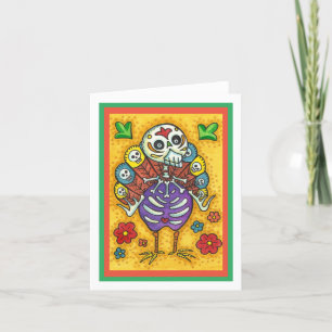 TURKEY BONES FLORFUL FOLK THANKSGIVING BIRD SKULL KORT