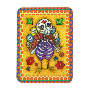 TURKEY BONES FLORFUL FOLK THANKSGIVING BIRD SKULL MAGNET