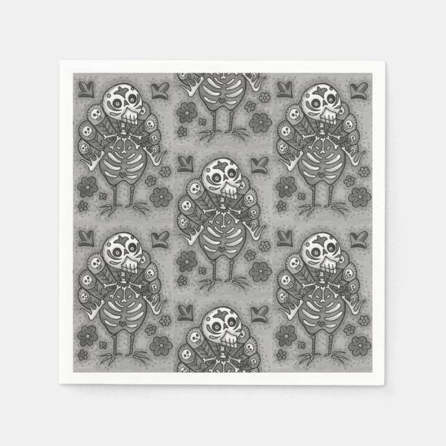 TURKEY BONES FLORFUL FOLK THANKSGIVING BIRD SKULL PAPPERSSERVETT (Framsidan)