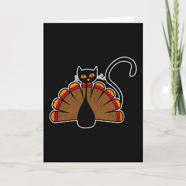 Turkey Cat Lover Thanksgiving Family Kids Kitty Kort (Framsida)