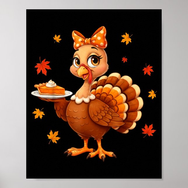 Turkey Coquette Bow E Turkey Day Girls Fall Thanks Poster (Framsidan)