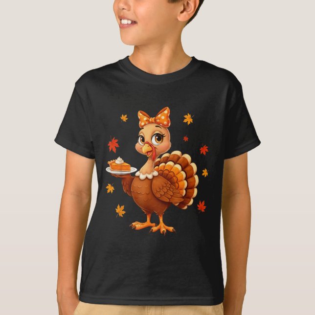 Turkey Coquette Bow E Turkey Day Girls Fall Thanks T Shirt (Framsida)