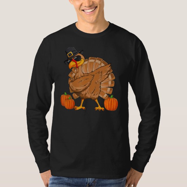 Turkey Dabbing Thanksgiving Day Dab Fall Pumpkin T Shirt (Framsida)