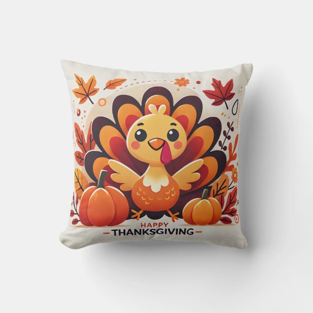Turkey-design för sladd och Thanksgiving - sladd Kudde (Framsida)