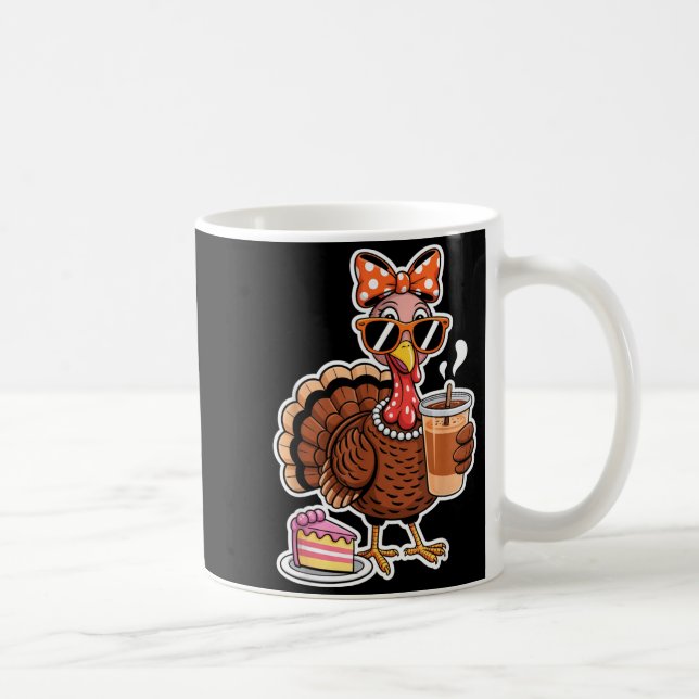 Turkey Drinking Coffee Bow Thanksgiving Womens Tur Kaffemugg (Höger)