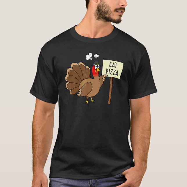 Turkey Eat Pizza Adult Vegan Kids  Thanksgiving 2 T Shirt (Framsida)