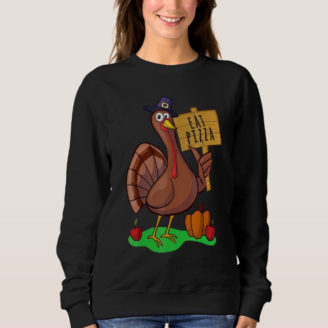 Turkey Eat Pizza Adult Vegan Kids  Thanksgiving 7 T Shirt (Framsida)