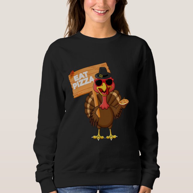 Turkey Eat Pizza Adult Vegan Kids  Thanksgiving s T Shirt (Framsida)