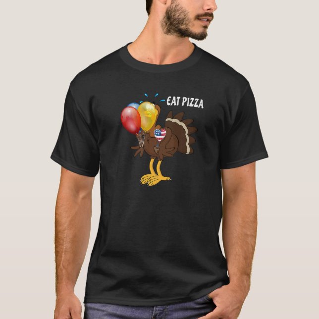 Turkey Eat Pizza Adult Vegan Kids  Thanksgiving Tu T Shirt (Framsida)