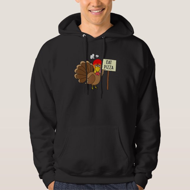 Turkey Eat Pizza Adult Vegan Kids  Thanksgiving Wo Hoodie (Framsida)