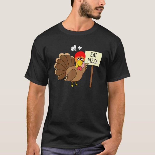 Turkey Eat Pizza Adult Vegan Kids  Thanksgiving Wo T Shirt (Framsida)