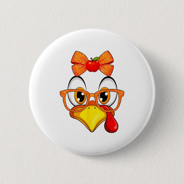 Turkey Face Apple Coquette Fall Thanksgiving Costu Knapp (Framsida)