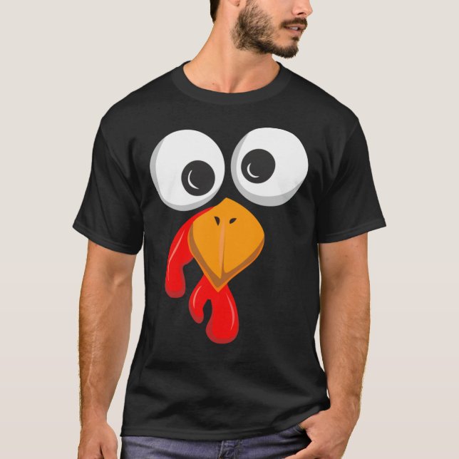 Turkey Face Crazy Eyes Funny Thanksgiving Day Gift T Shirt (Framsida)