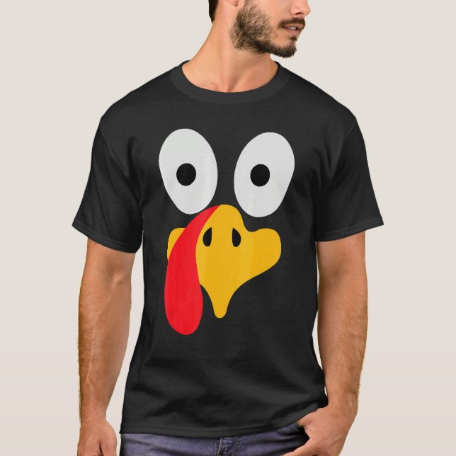 Turkey Face Pilgrim  Thanksgiving Costume T Shirt (Framsida)