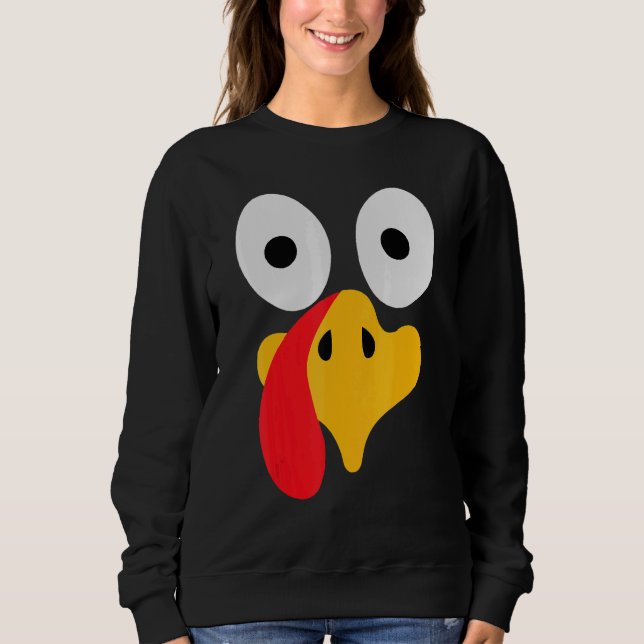 Turkey Face Pilgrim  Thanksgiving Costume T Shirt (Framsida)