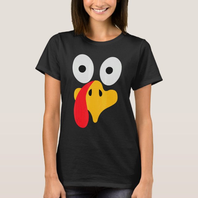 Turkey Face Pilgrim  Thanksgiving Costume T Shirt (Framsida)