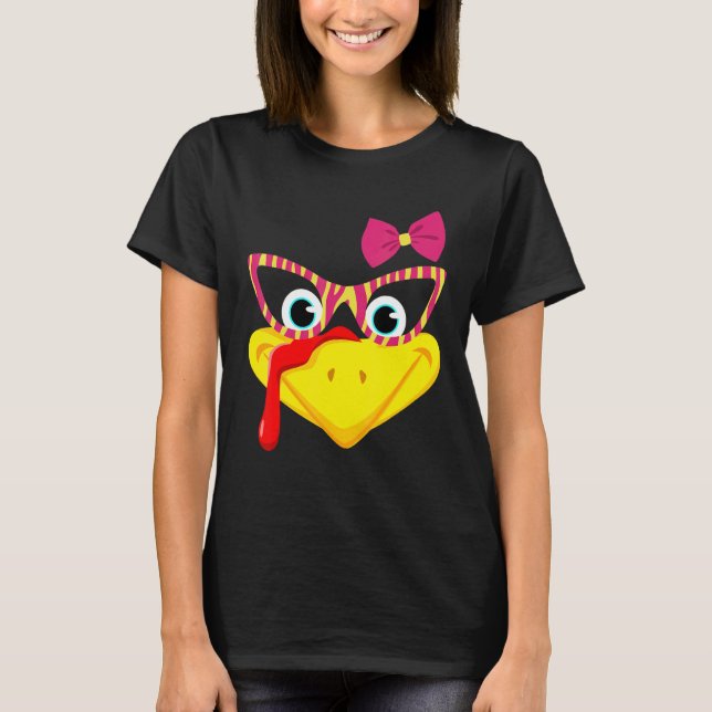 Turkey Face  Thanksgiving Outfit For Kids Girls Wo T Shirt (Framsida)
