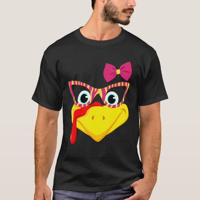 Turkey Face  Thanksgiving Outfit For Kids Girls Wo T Shirt (Framsida)