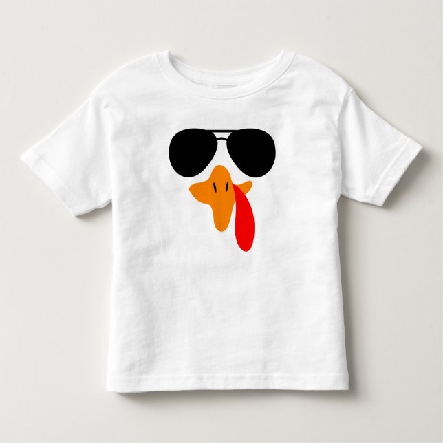 Turkey Face with Sun glasses, Thanksgiving T Shirt (Framsida)