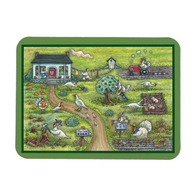 TURKEY FARM Gobble Gobble THANKSGIVING MAGNET (Horisontell)