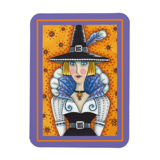 TURKEY FEATHER WITCH, A SALEM THANKSGIVING, FOLK MAGNET (Vertikal)
