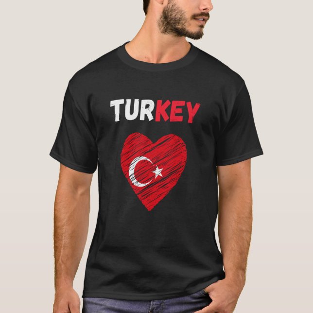 Turkey Flag Holiday Turkey Heart Turkish Flag T Shirt (Framsida)