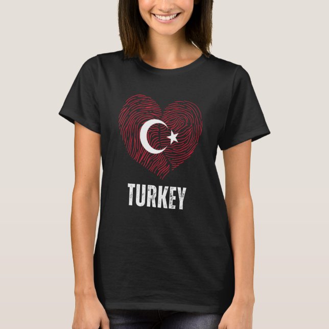 Turkey Flag Turkish Flag Turkey DNA Turkey Heart T Shirt (Framsida)