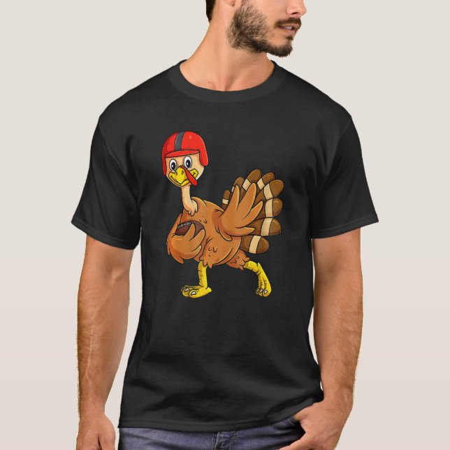 Turkey Football Player Trophy Award PoseThanksgivi T Shirt (Framsida)