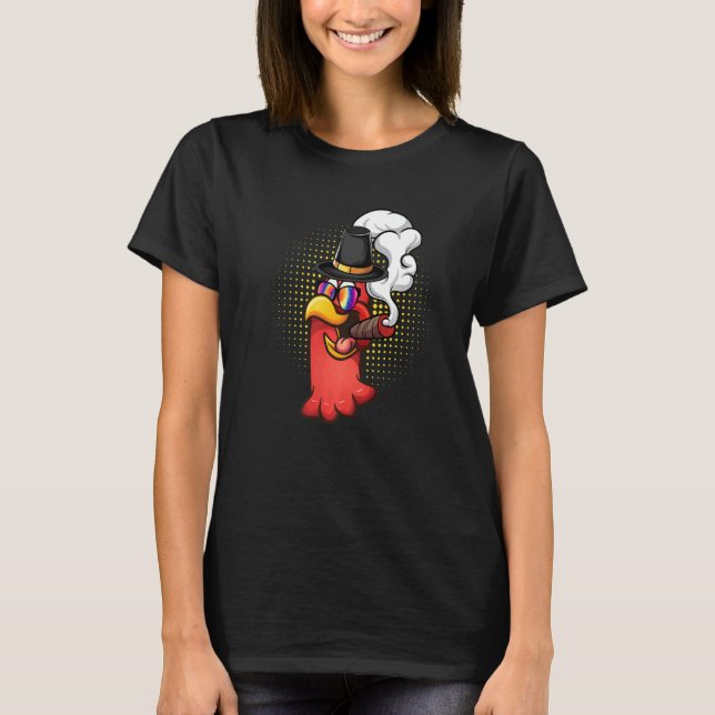 Turkey head Smoked a cigarette wearing sunglasses  T Shirt (Framsida)