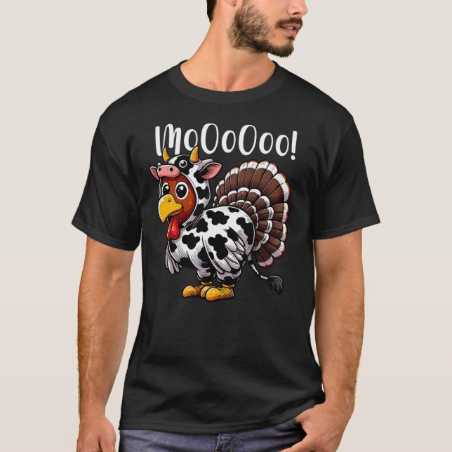 Turkey Moo Cow Costume Funny Thanksgiving T Shirt (Framsida)