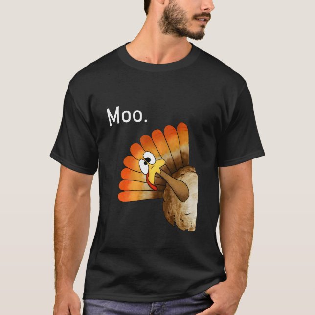 Turkey moo lustig thanksgiving Långärmad T Shirt (Framsida)