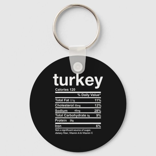 Turkey Nutrition Facts Funny Thanksgiving Food Chr Nyckelring (Framsida)