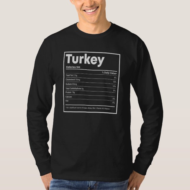 Turkey Nutrition Facts  Thanksgiving Christmas foo T Shirt (Framsida)