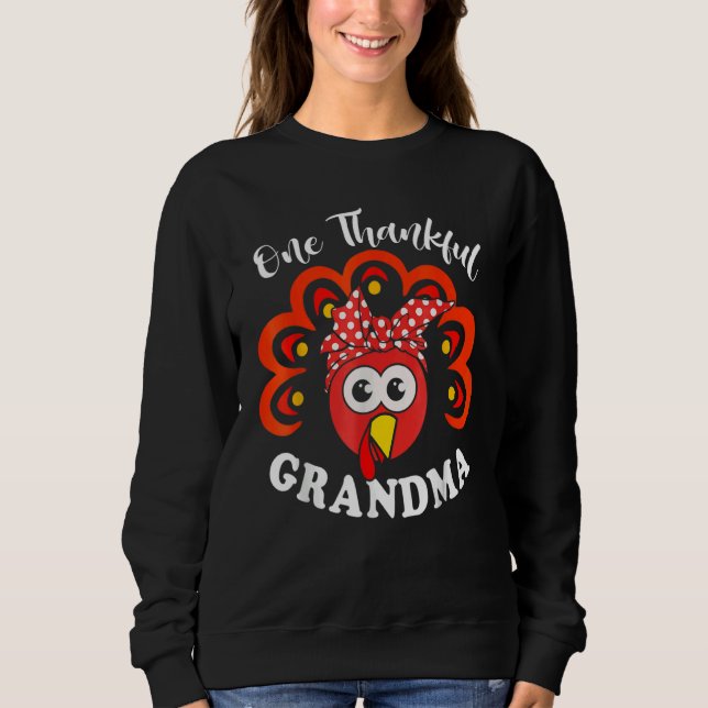 Turkey One Thankful Grandma Fall Autumn Thanksgivi T Shirt (Framsida)