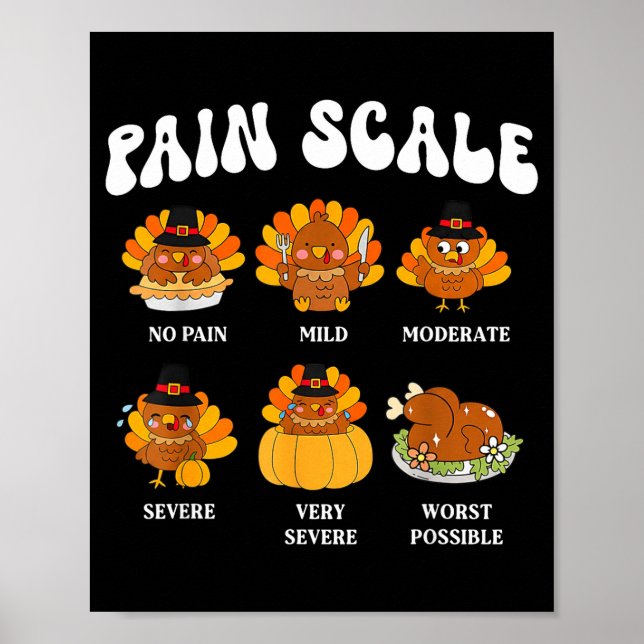 Turkey Pain Scale Funny Thanksgiving Nurse  Poster (Framsidan)