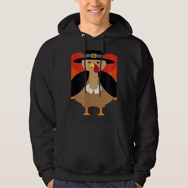 Turkey Pilgrim Cute Thanksgiving Essential Hoodie (Framsida)